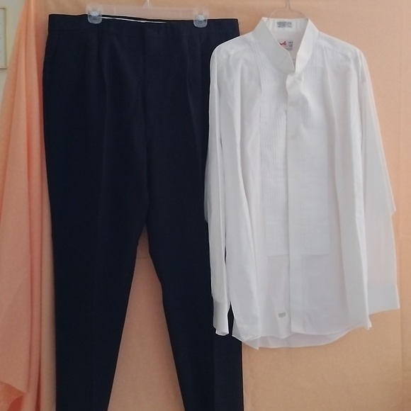 Men's tuxedo shirt and black dress pants - will include some ties - Picture 1 of 9